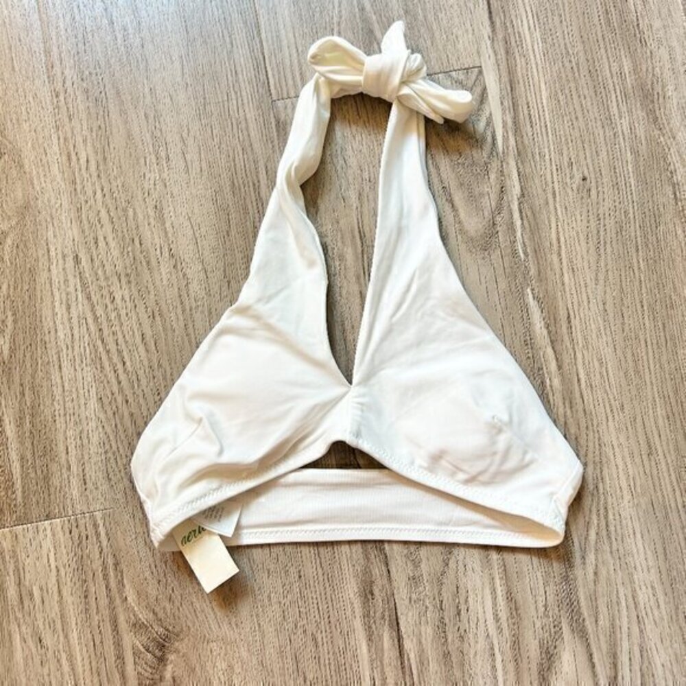 Aerie Halter Neck White Bandeau Bikini Top Size XXS NWT